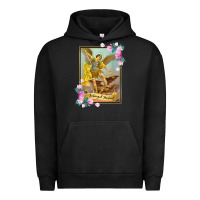 Pigment Black St Michael the Archangel - Protector Catholic Church Angel Urban Hoodie - PixelWave