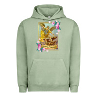 Pigment Oil Green St Michael the Archangel - Protector Catholic Church Angel Urban Hoodie - PixelWave