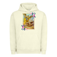 Pigment Pistachio St Michael the Archangel - Protector Catholic Church Angel Urban Hoodie - PixelWave