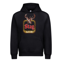 Black Vintage Stag Beer, distressed Urban Hoodie - Craftify