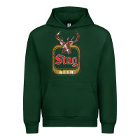 Forest Green Vintage Stag Beer, distressed Urban Hoodie - Craftify