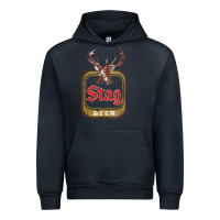 Navy Vintage Stag Beer, distressed Urban Hoodie - Craftify