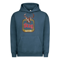Pigment Midnight Navy Vintage Stag Beer, distressed Urban Hoodie - Craftify
