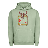 Pigment Oil Green Vintage Stag Beer, distressed Urban Hoodie - Craftify