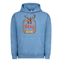 Pigment Pebble Blue Vintage Stag Beer, distressed Urban Hoodie - Craftify