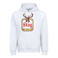 White Vintage Stag Beer, distressed Urban Hoodie - Craftify