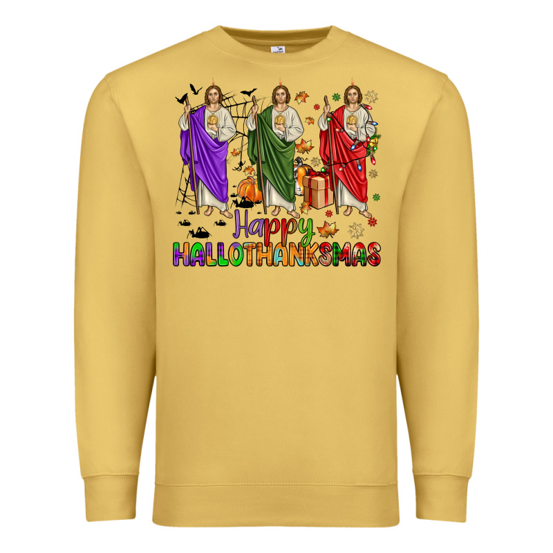 San Judas Happy  Hallothanksmas Premium Sweatshirt by JahusDesignShop | Teevron