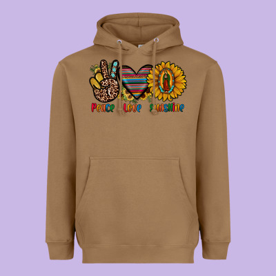 Peace Love Sunshine Heavyweight Hoodie Designed By Jahusdesignshop
