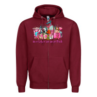 Burgundy western cancer  in october we wear pink coffee cups with ribbons Zipper Hoodie - AdoDesignShop
