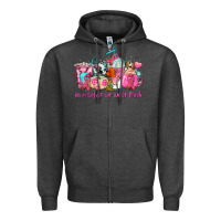 Charcoal Heather western cancer  in october we wear pink coffee cups with ribbons Zipper Hoodie - AdoDesignShop