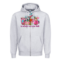 Heather Grey western cancer  in october we wear pink coffee cups with ribbons Zipper Hoodie - AdoDesignShop