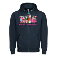 Navy western cancer  in october we wear pink coffee cups with ribbons Zipper Hoodie - AdoDesignShop