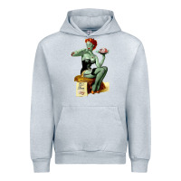 Heather Grey Zombie Pin Up Girl Halloween Urban Hoodie - Craftify