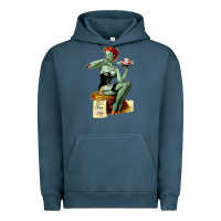Pigment Midnight Navy Zombie Pin Up Girl Halloween Urban Hoodie - Craftify