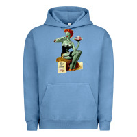 Pigment Pebble Blue Zombie Pin Up Girl Halloween Urban Hoodie - Craftify