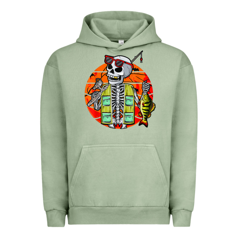 Skeleton Fishing Lover Moon Halloween Costume Fish Urban Hoodie by Craftify | Teevron