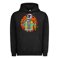 Pigment Black skeleton fishing lover moon halloween costume fish Urban Hoodie - Craftify