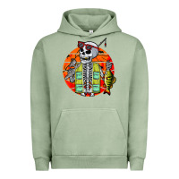 Pigment Oil Green skeleton fishing lover moon halloween costume fish Urban Hoodie - Craftify