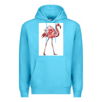 Ocean Blue Pink Flamingo Premium Hoodie - LillyAllenDesigns