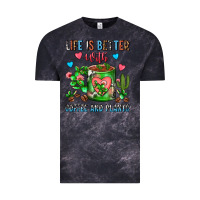 Cloud Black Life Is Better With Coffee And Plants Cactus Coffe Vintage Tee - FaDigitalArtStudio