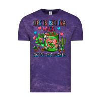 Cloud Purple Life Is Better With Coffee And Plants Cactus Coffe Vintage Tee - FaDigitalArtStudio