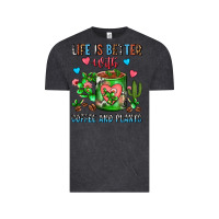 Vintage Black Life Is Better With Coffee And Plants Cactus Coffe Vintage Tee - FaDigitalArtStudio