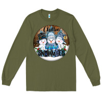 Army Green Chillin With My Snowmies Long Sleeve Tee - FaDigitalArtStudio