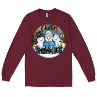 Burgundy Chillin With My Snowmies Long Sleeve Tee - FaDigitalArtStudio