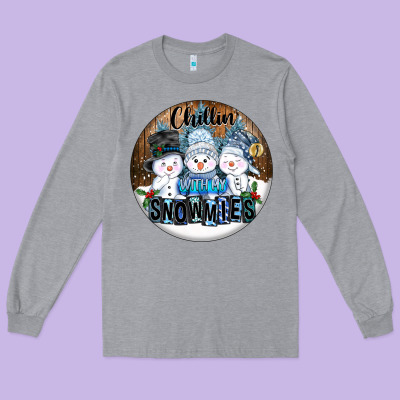 Chillin With My Snowmies Long Sleeve Tee Designed By Fadigitalartstudio