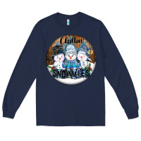Navy Chillin With My Snowmies Long Sleeve Tee - FaDigitalArtStudio