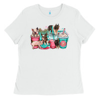 White pig coffee cups Ladies Tee - OliviaCreatesArt
