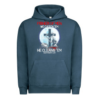 Pigment Midnight Navy fisher of men we catch  em he cleans  em matthew 4 19 Urban Hoodie - Craftify