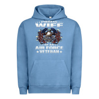Pigment Pebble Blue proud wife of an air force veteran military vet spouse gifts premium m Urban Hoodie - Craftify