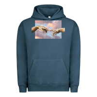 Pigment Midnight Navy creation of adam hands aesthetic t shirt Urban Hoodie - InspiraDesign