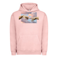 Pigment Salmon creation of adam hands aesthetic t shirt Urban Hoodie - InspiraDesign
