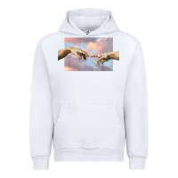 White creation of adam hands aesthetic t shirt Urban Hoodie - InspiraDesign