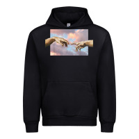 Black creation of adam hands aesthetic t shirt Urban Hoodie - InspiraDesign