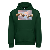 Forest Green creation of adam hands aesthetic t shirt Urban Hoodie - InspiraDesign