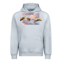 Heather Grey creation of adam hands aesthetic t shirt Urban Hoodie - InspiraDesign