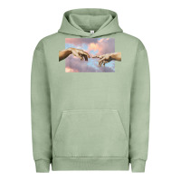 Pigment Oil Green creation of adam hands aesthetic t shirt Urban Hoodie - InspiraDesign