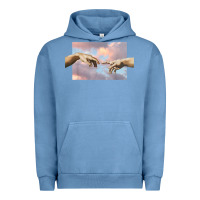 Pigment Pebble Blue creation of adam hands aesthetic t shirt Urban Hoodie - InspiraDesign