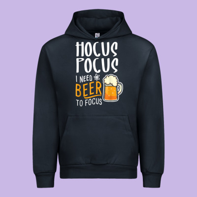 Hocus Pocus I Need Beer To Focus Funny Halloween Witch 1 Urban Hoodie Designed By Inspiradesign