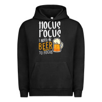 Pigment Black Hocus Pocus I Need Beer To Focus Funny Halloween Witch 1 Urban Hoodie - InspiraDesign