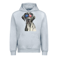 Heather Grey great dane sunglasses american usa flag 4th of july fourth t shirt Urban Hoodie - InspiraDesign