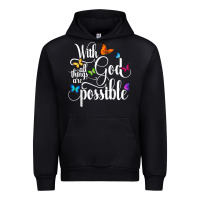 Black With God All Things Are Possible  Religious Butterfly Art Urban Hoodie - InspiraDesign