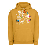 Pigment Peanut Butter With God All Things Are Possible  Religious Butterfly Art Urban Hoodie - InspiraDesign