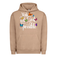 Pigment Burro With God All Things Are Possible  Religious Butterfly Art Urban Hoodie - InspiraDesign