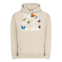 Pigment French Oak With God All Things Are Possible  Religious Butterfly Art Urban Hoodie - InspiraDesign