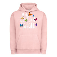 Pigment Salmon With God All Things Are Possible  Religious Butterfly Art Urban Hoodie - InspiraDesign