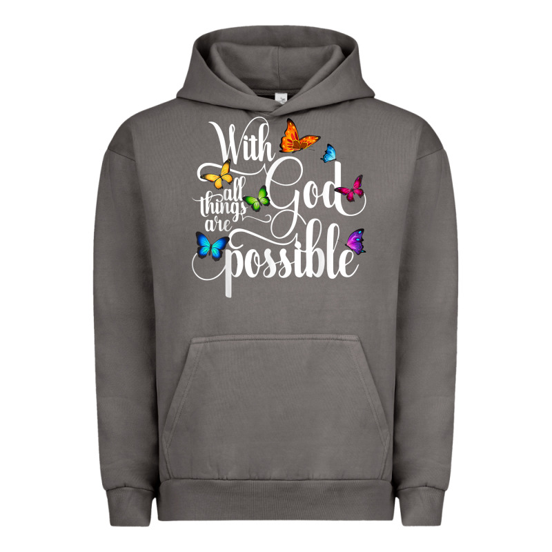With God All Things Are Possible  Religious Butterfly Art Urban Hoodie by InspiraDesign | Teevron